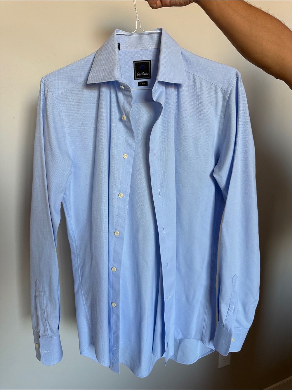 David Donahue Men's Trim Fit Dress Shirt Light Blue